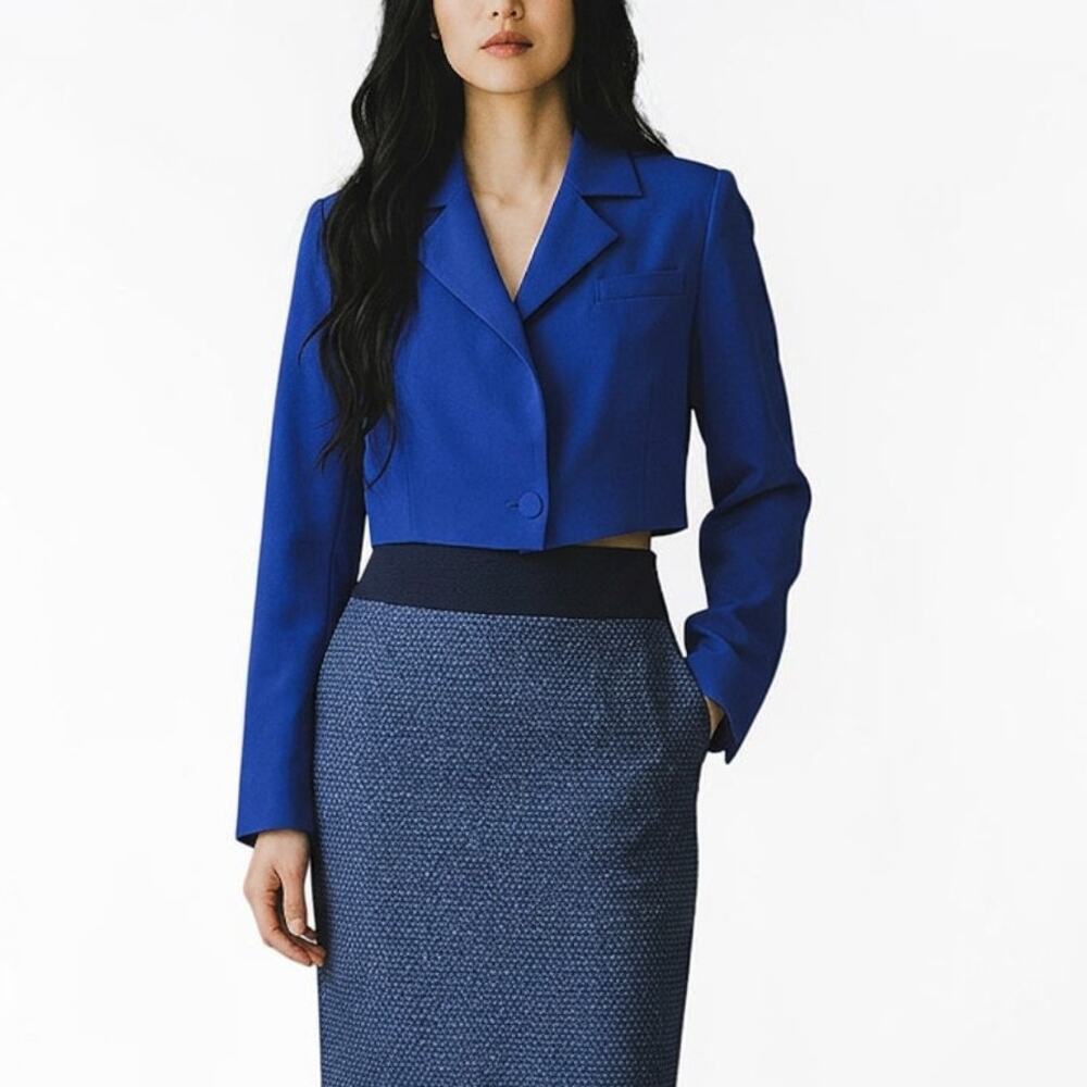 Extro&Vert Blue Cropped Blazer Jacket 6